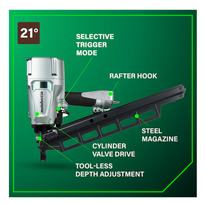 METABO HPT 21 Degree 3-1/4 Inch Strip Nailer NR83A5