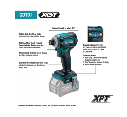 Makita 40V max XGT 4-Speed Impact Driver GDT01Z (TOOL ONLY)