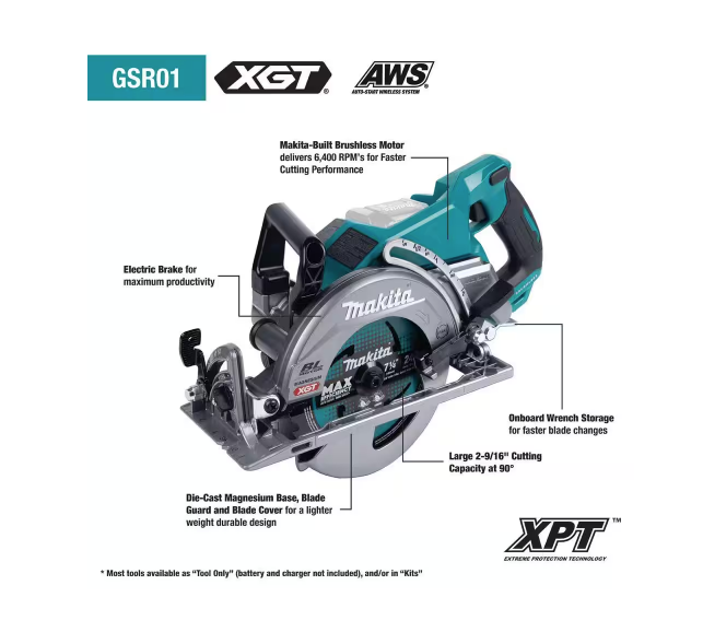 Makita 40V Max XGT Rear Handle 7-1/4 in. Circular Saw GSR01Z (TOOL ONLY)