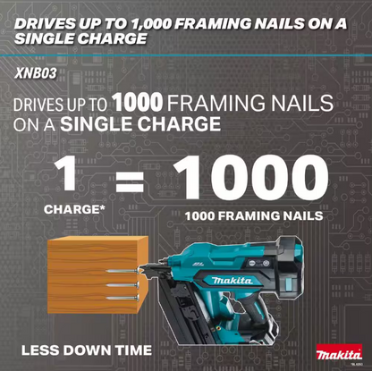 Makita 18V LXT 3-1/2 in. 21 degree Full Round Head Framing Nailer XNB03Z (TOOL ONLY)