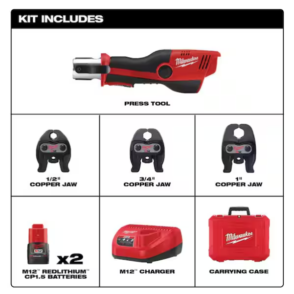 Milwaukee M12 Force Logic Press Tool Kit 2473-22