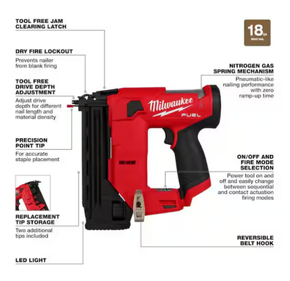 Milwaukee M12 FUEL 12V Brushless 18GA 1-1/2 in. Compact Brad Nailer 2541-20 (TOOL ONLY)