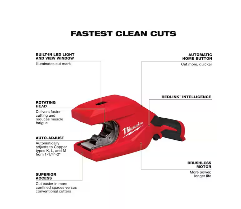 Milwaukee M12 12V Brushless 1-1/4 in. - 2 in. Copper Tubing Cutter 2479-20 (TOOL ONLY)