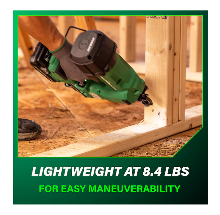 METABO HPT 18V MultiVolt Cordless 21° 3-1/2" Plastic Strip Framing Nailer Kit NR1890DRA