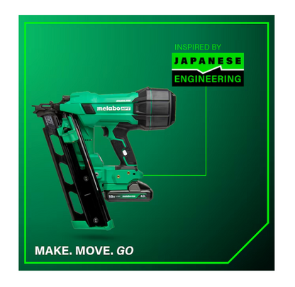 METABO HPT 18V MultiVolt Cordless 21° 3-1/2" Plastic Strip Framing Nailer Kit NR1890DRA