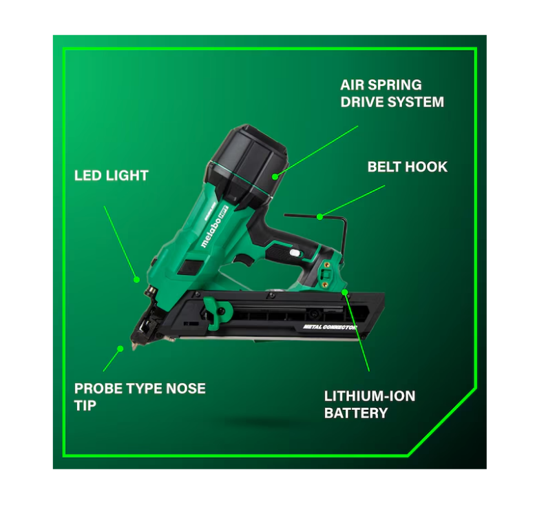 METABO HPT 18V MultiVolt Brushless 1-1/2" Metal Connector Nailer Kit NR1838DKA