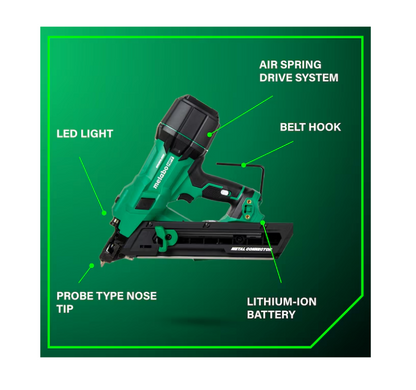 METABO HPT 18V MultiVolt Brushless 1-1/2" Metal Connector Nailer Kit NR1838DKA