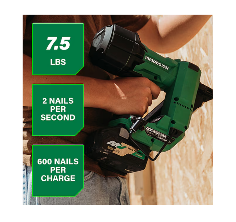 METABO HPT 18V MultiVolt Brushless 1-1/2" Metal Connector Nailer Kit NR1838DKA