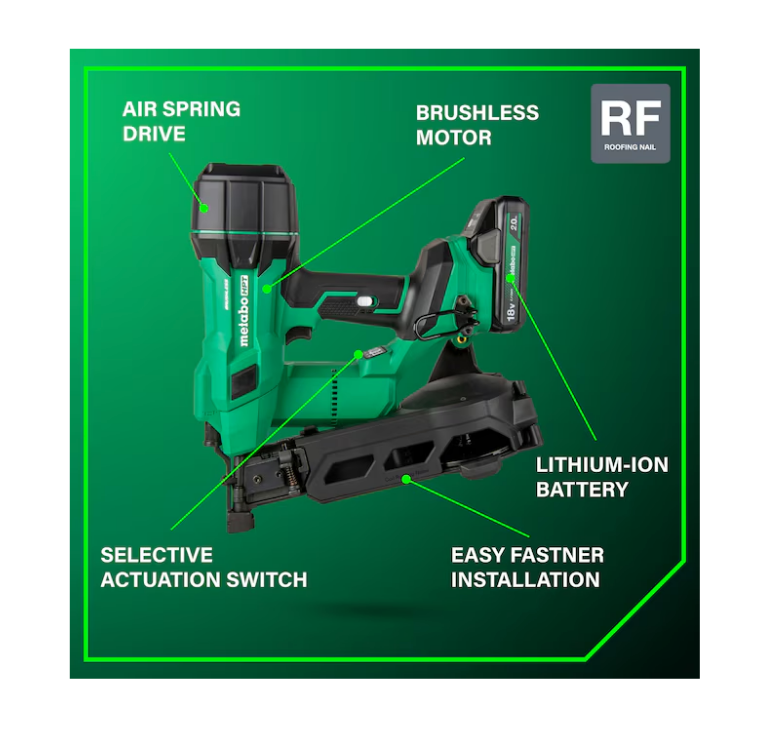 METABO HPT 18V MultiVolt™ Brushless 1-3/4" Coil Roofing Nailer Kit NV1845DA