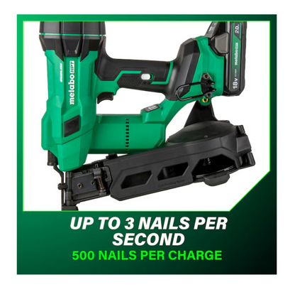 METABO HPT 18V MultiVolt™ Brushless 1-3/4" Coil Roofing Nailer Kit NV1845DA