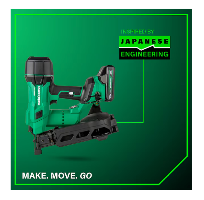 METABO HPT 18V MultiVolt™ Brushless 1-3/4" Coil Roofing Nailer Kit NV1845DA