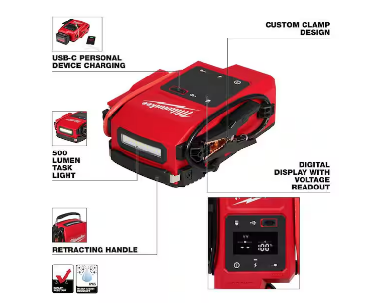 Milwaukee M18 18V Cordless 2000 Peak Amp HOTSHOT Jump Starter 3841-20 (TOOL ONLY)