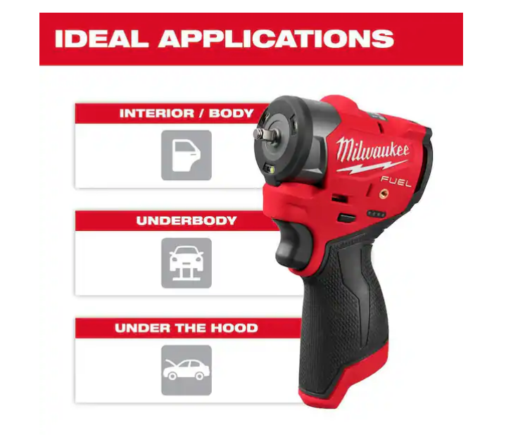 Milwaukee M12 FUEL 12V 3/8 in. Sub Compact Impact Wrench 3049-20 (TOOL ONLY)