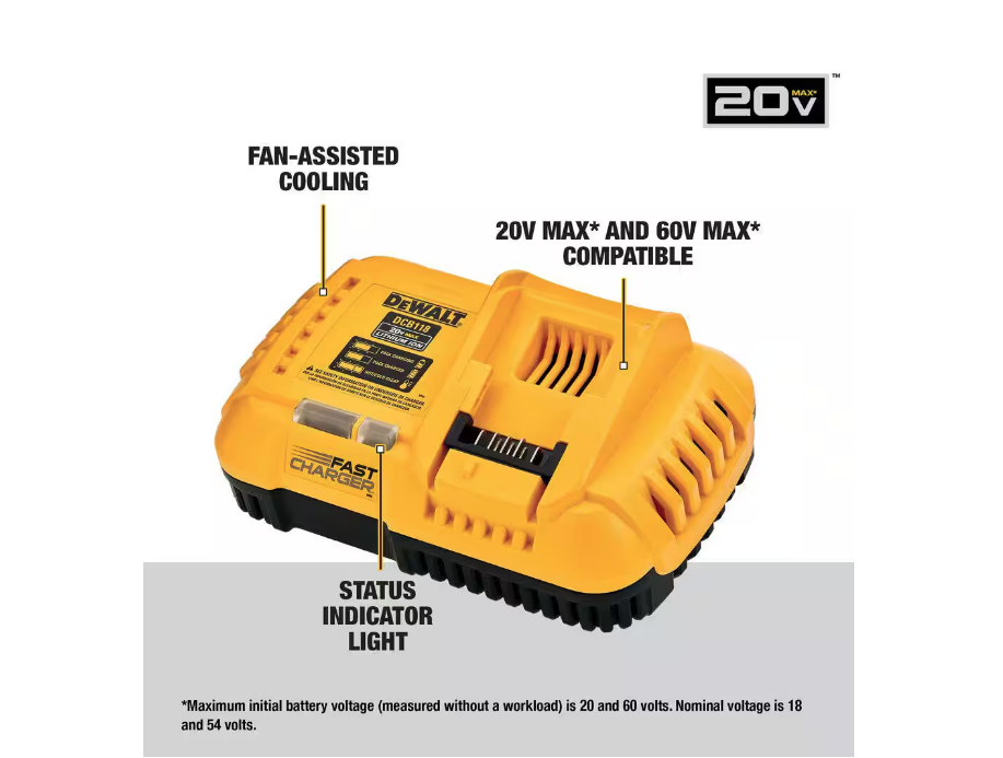 DEWALT 20V MAX / 60V MAX FLEXVOLT Fast Battery Charger DCB118