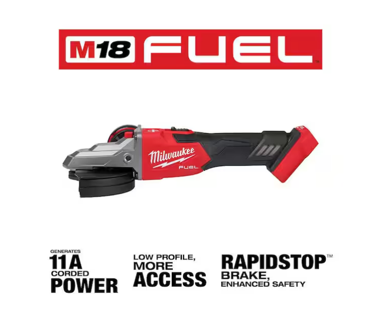 Milwaukee M18 FUEL 18V 5 in. Flathead Braking Grinder w Slide Switch Lock-On 2887-20 (TOOL ONLY)