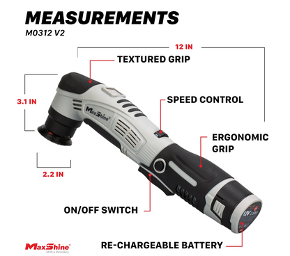 MAXSHINE Cordless Dual Action Polisher M0312 V2 - Cordless Hybrid Rotary & DA