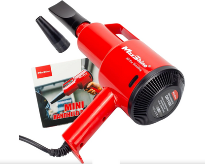 MaxShine Mini Handheld Dryer EVO-S - Red Portable Car Dryer with Attachments for Detailing