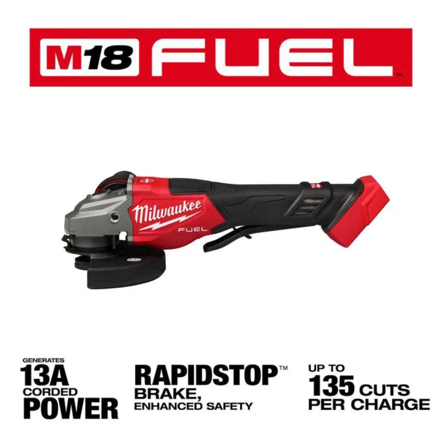 Milwaukee M18 FUEL 4-1/2 Inch-6 Inch Braking Grinder, Paddle Switch (Bare Tool) 3670-20