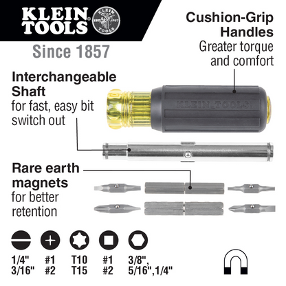 Klein Tools 11-in-1 Magnetic Screwdriver / Nut Driver 32500MAG