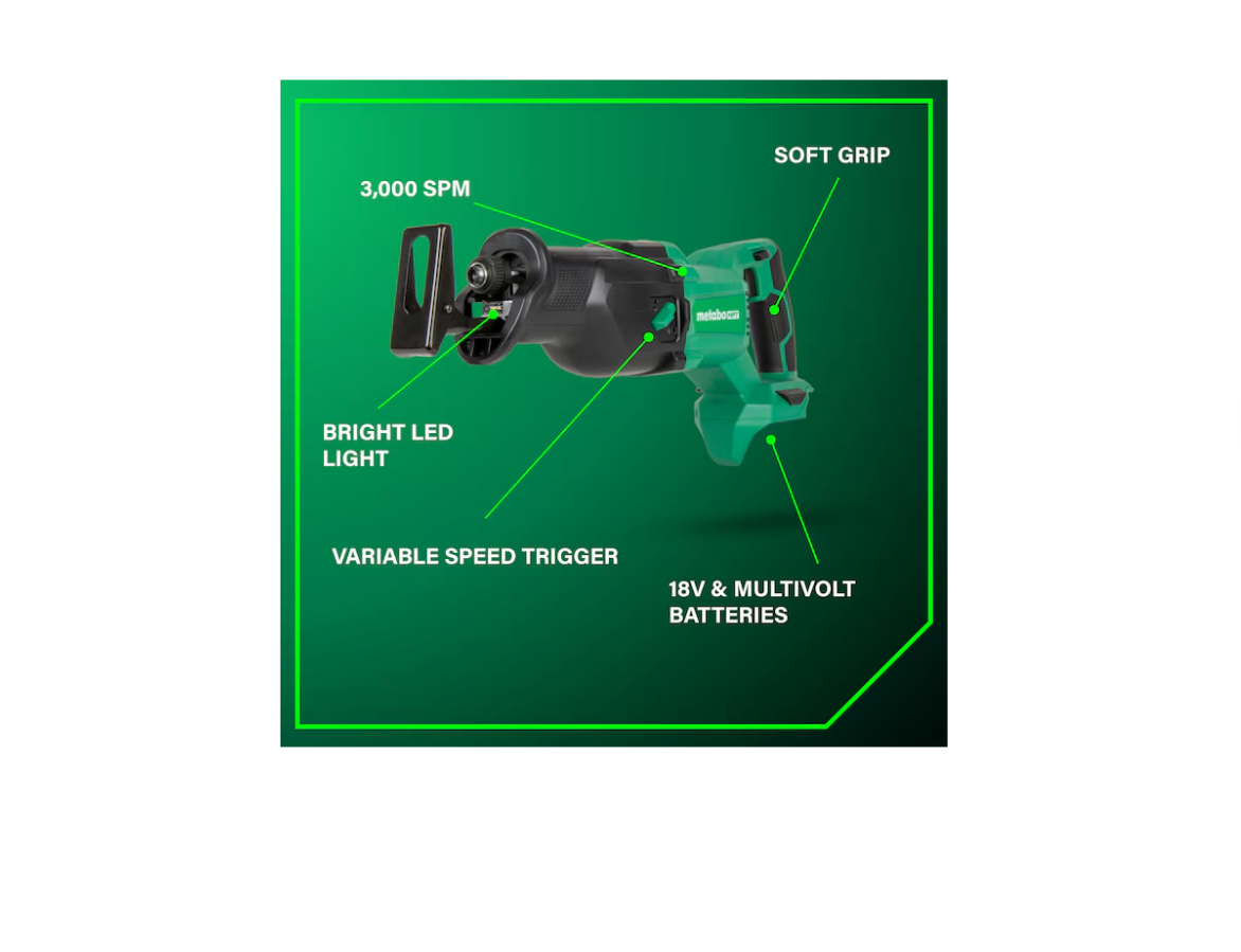 METABO HPT MultiVolt 18V 18-Amp Variable Speed Cordless Reciprocating Saw CR18DB (TOOL ONLY)