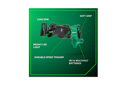 METABO HPT MultiVolt 18V 18-Amp Variable Speed Cordless Reciprocating Saw CR18DB (TOOL ONLY)