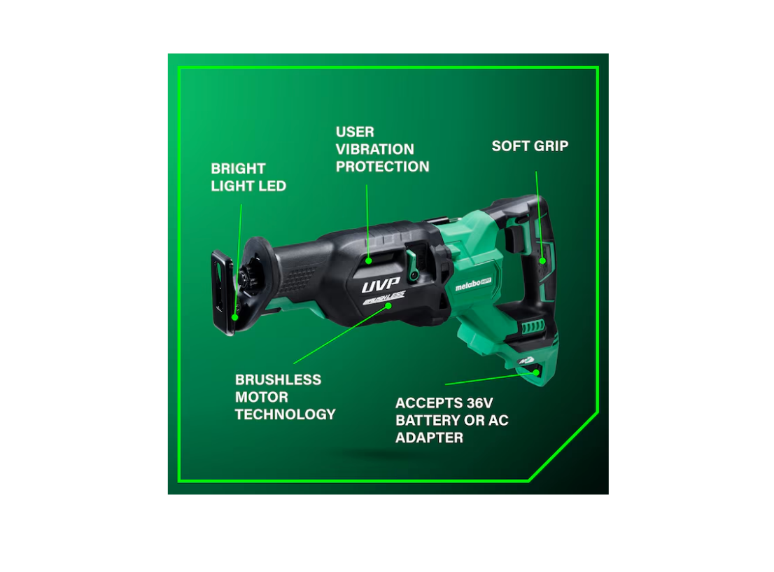 METABO HPT MultiVolt 36V Variable Speed Brushless Hybrid Capable Cordless Reciprocating Saw CR36DAQ4