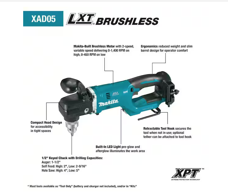 Makita 18V 1/2 in. Right Angle Drill XAD05Z (Tool-Only)