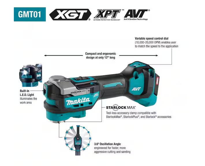 Makita 40V max XGT StarlockMax Oscillating Multi-Tool GMT01Z (TOOL ONLY)