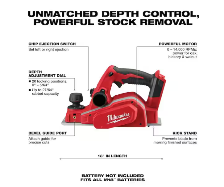 Milwaukee M18 18V 3-1/4 in. Planer 2623-20 (Tool Only)