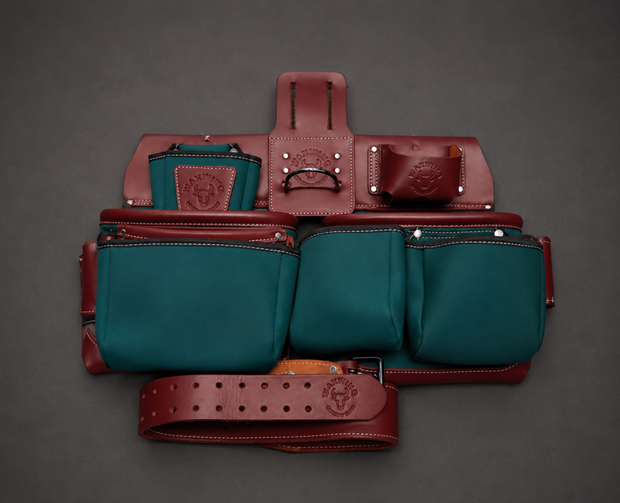 WAXWING Maroon Leather & Green Nylon Tool Belt WTB7061