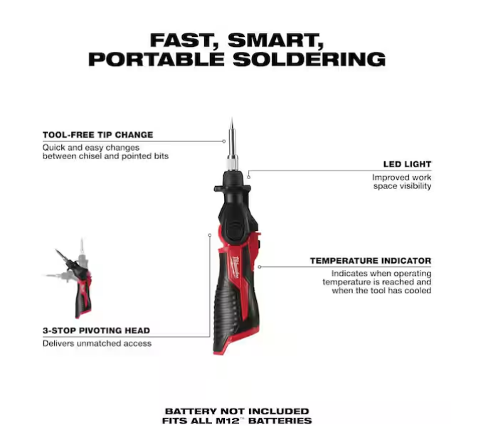 Milwaukee M12 12V Soldering Iron 2488-20 (Tool-Only)