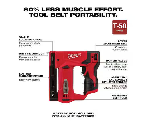 Milwaukee M12 12V Cordless 3/8 in. Crown Stapler 2447-20 (Tool-Only)