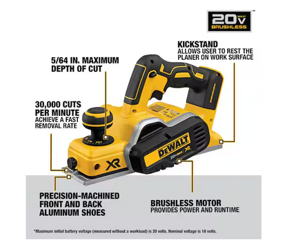 DEWALT 20V MAX XR Cordless Brushless 3-1/4 in. Planer DCP580B (Tool Only)