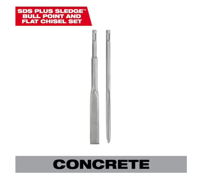 Milwaukee 2-Pack SDS PLUS SLEDGE Bull Point & Flat Chisel 48-62-6080