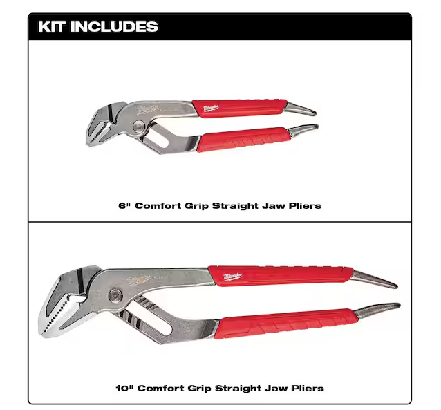 Milwaukee 6" & 10" Straight Jaw Pliers Set 48-22-6330