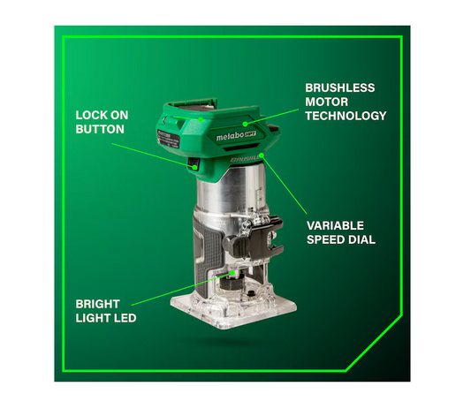 Metabo HPT MultiVolt 18V 1/4-in Variable Speed Brushless Trim Router (TOOL ONLY) M1808DAQ4