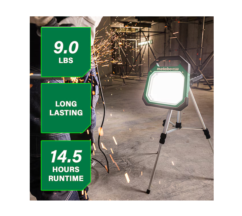 Metabo HPT 18V 10000 Lumens LED Battery-operated & Plug-in Rechargeable Portable Work Light UB18DDQ4
