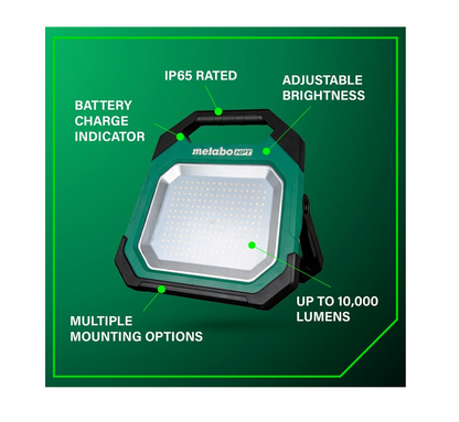 Metabo HPT 18V 10000 Lumens LED Battery-operated & Plug-in Rechargeable Portable Work Light UB18DDQ4
