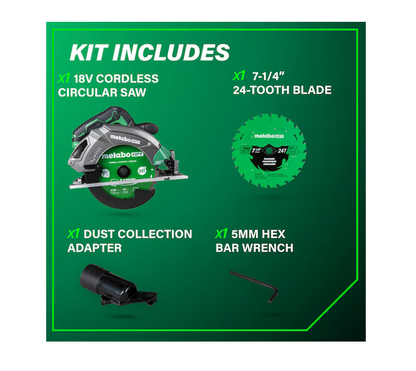 Metabo HPT MultiVolt 18V 7-1/4-in Brushless Circular Saw C1807DAQ4 (Battery Not Included and Charger Not Included)