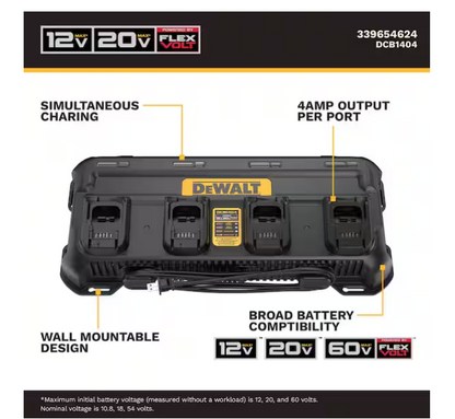 DEWALT 12V/20V/60V MAX 4-Amp 4-Port Lithium-Ion Battery Charger DCB1404