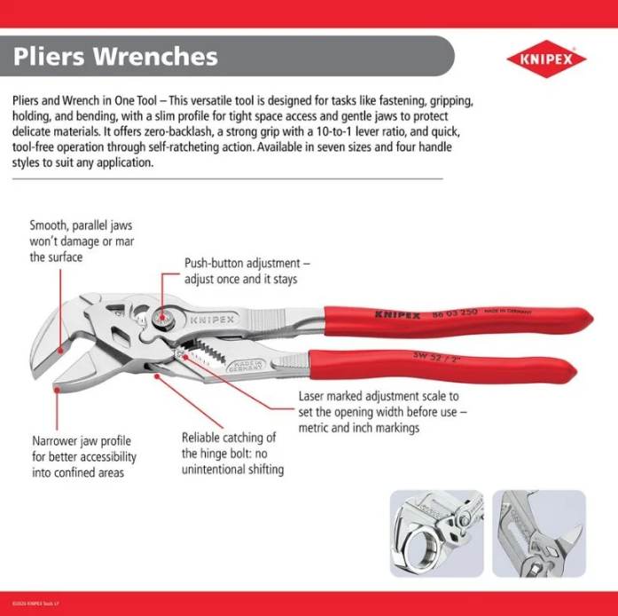 KNIPEX 7 1/4" Pliers Wrench 86 01 180 SBA