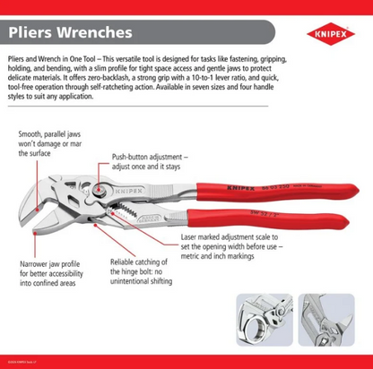 KNIPEX 12" Pliers Wrench 86 01 300 SBA