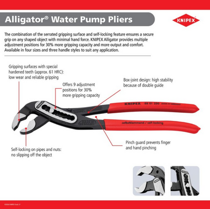 KNIPEX 12" Alligator Pliers with 61 HRC Teeth 88 01 300 SBA