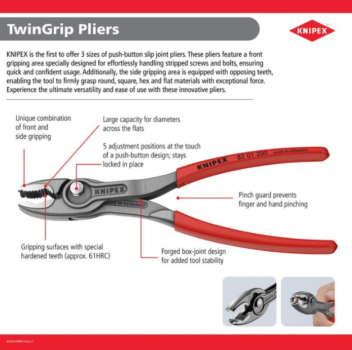KNIPEX 6" TwinGrip Pliers 82 01 150 SBA