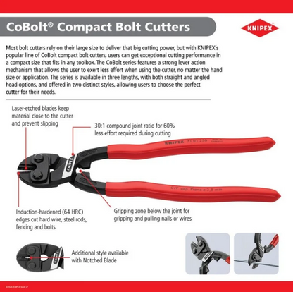 KNIPEX 8" CoBolt® High Leverage Compact Bolt Cutters 71 01 200 SBA