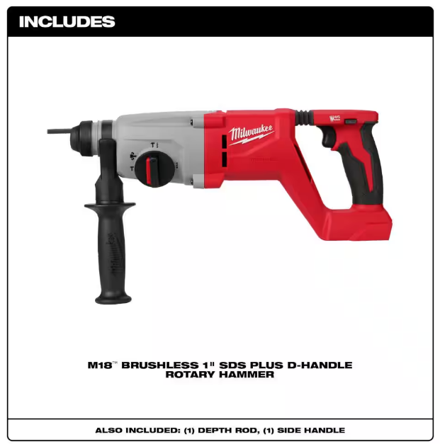 Milwaukee M18™ Brushless 1” SDS Plus D-Handle Rotary Hammer 2613-20 (TOOL ONLY)