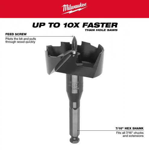 Milwaukee 2-1/4" High-Speed Steel Self-Feed Bit 48-25-2252