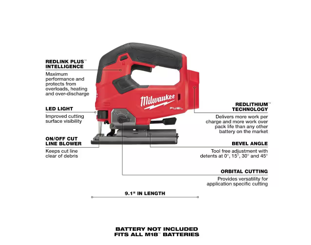 Milwaukee M18 FUEL Cordless D-Handle Jig Saw 2737-20 (TOOL ONLY)