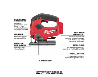 Milwaukee M18 FUEL Cordless D-Handle Jig Saw 2737-20 (TOOL ONLY)