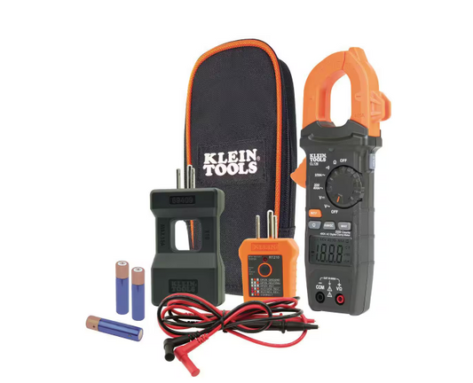 Klein Tools Digital Clamp Meter Electrical Maintenance and GFCI Tester Set CL120KIT
